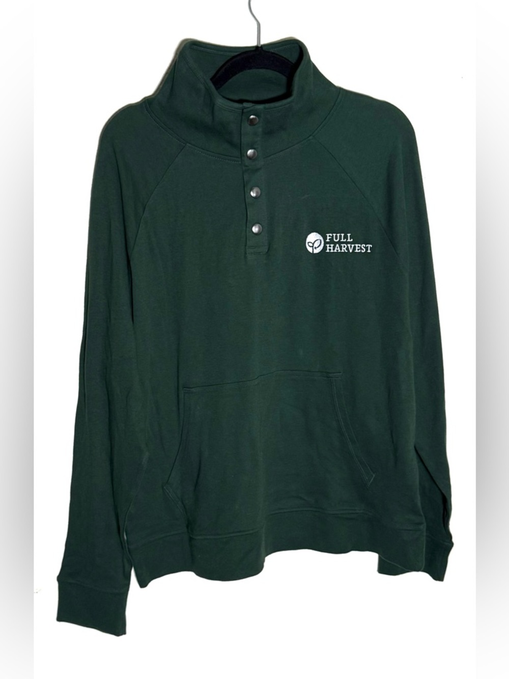 Pact Men's Organic Cotton Airplane Quarter Pullover Sweatshirt Green Large NWT